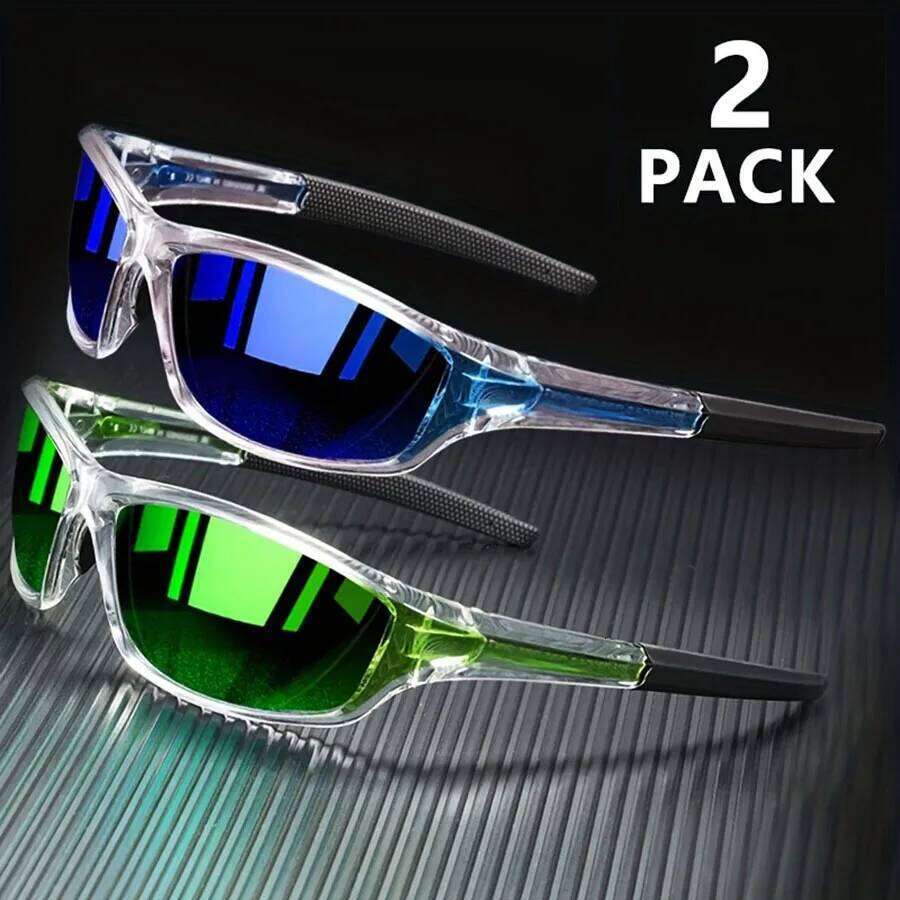 2pairs Sports Polarized Sunglasses for Men Lightweight Night Vision Male Shades Cycling Driving Fishing Fashion Mirror Sunglass H260129