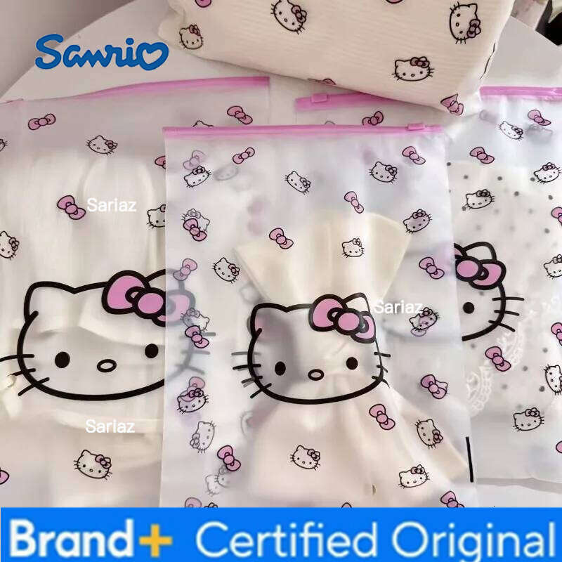 Sanrio 10pcs Hello Kitty Storage Cartoon Kawaii Printed Women Accessories Clothes Sorting Business Travel Packaging Bag Wholesale H260129