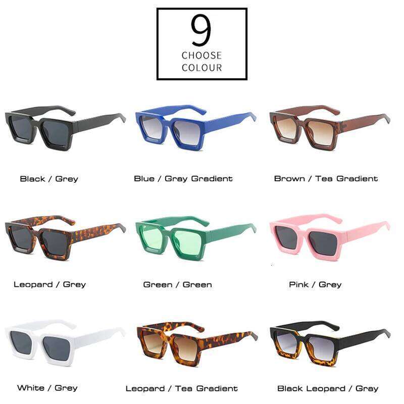 SO&EI Fashion Square Women Luxury Sunglasses Retro Brand Designer Men Trending Leopard Blue Green Sun Glasses Shades UV400 H260129