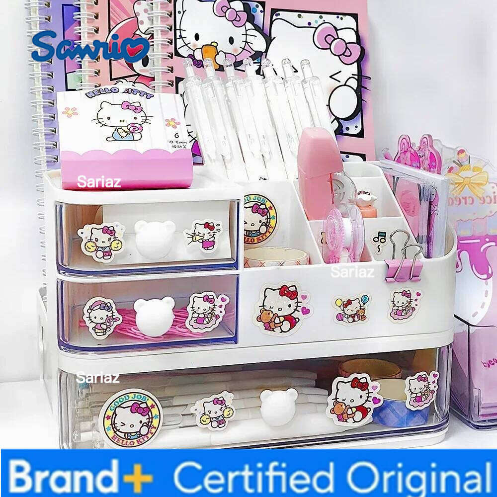 Sanrio Drawer Compartment Desktop Stationery Box Kuromi Melody Hello Kitty Desk Organizer Girls Cosmetics Storage Rack H2601291