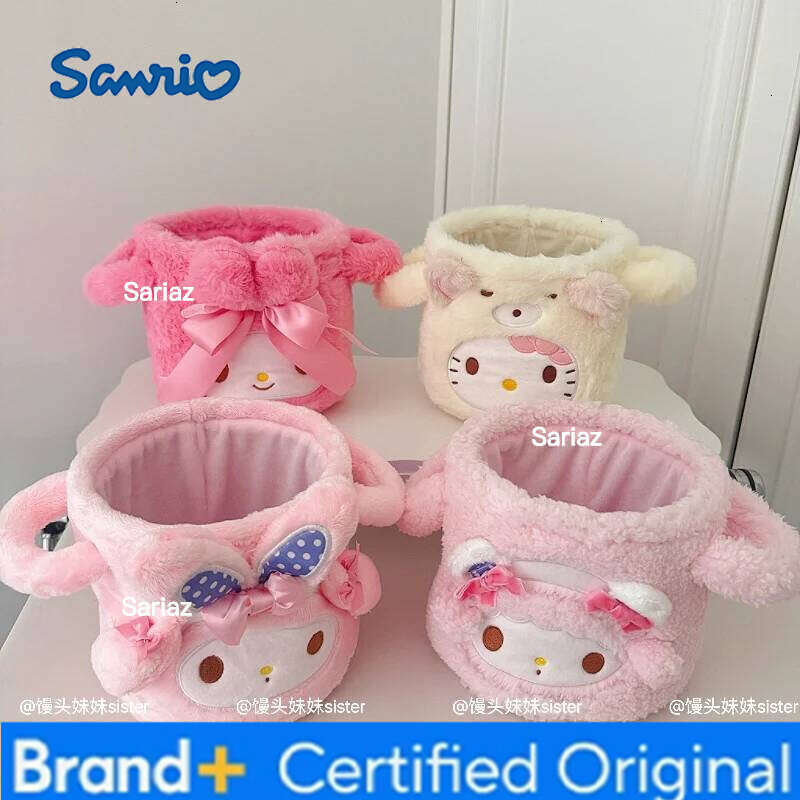 Sanrio Kawaii My Melody Plush Storage Bucket Student Dormitory Pen Holder Miscellaneous Sorting Basket Desktop Decoration Girl H260129 H260129