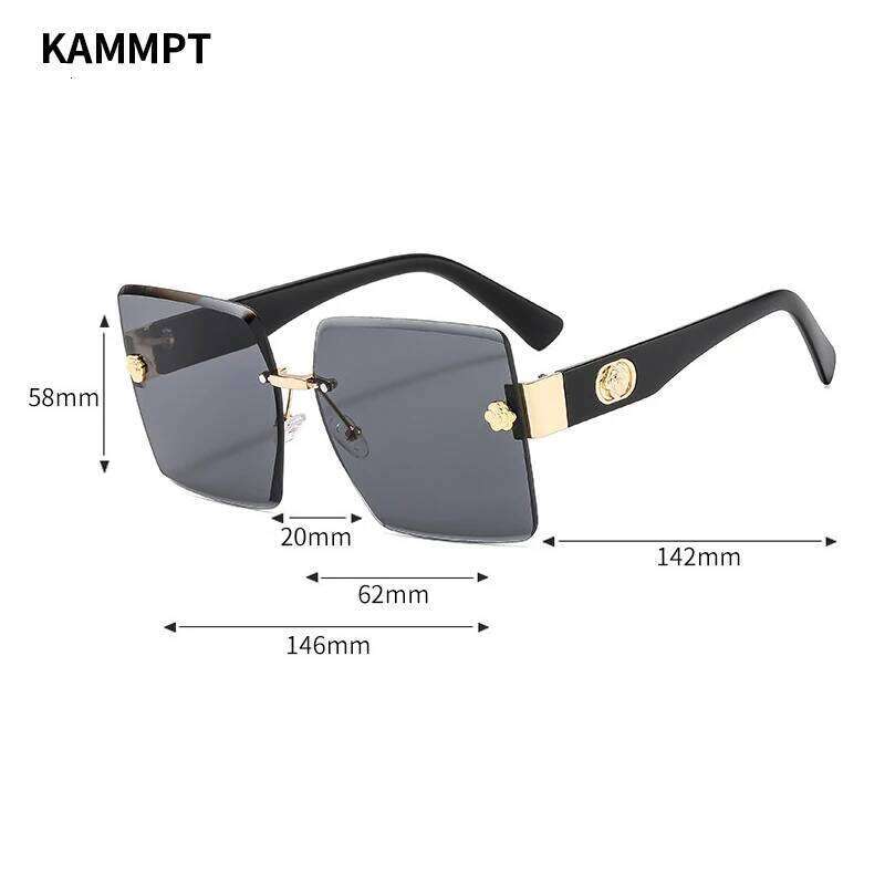 KAMMPT Rimless Square Sunglasses 2024 New Oversized Stylish Gradient Multicolor Eyewear Trendy Women Brand Design Vintage Shades H260129