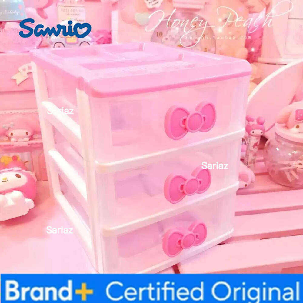 Sanrio Kawaii Pink Desktop Plastic Drawer, Pen Holder, Student Cosmetic Storage Box, Home Organizer Container H260129