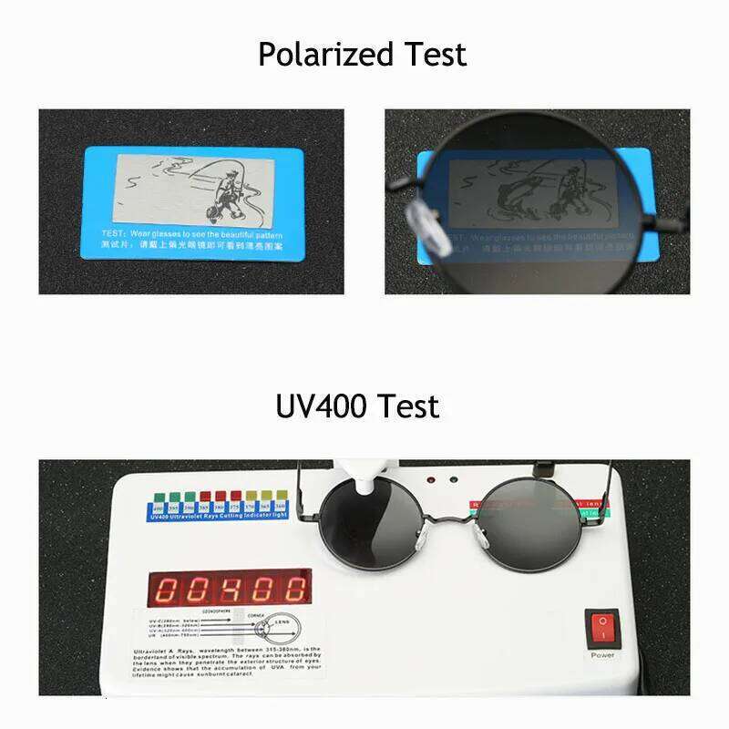 Retro Vintage Round Polarized Sunglasses Men Brand Designer Sun Glasses Women Alloy Metal Frame Black Lens Eyewear Driving UV400 H260129