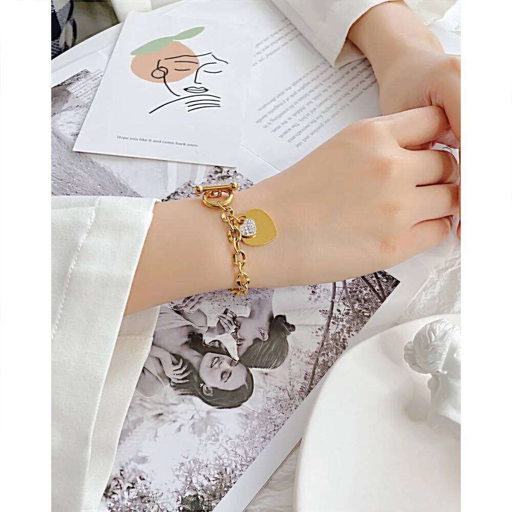 Stainless Steel Bracelet For Women Heart Bracelets Fashion Jewellery Accessory H260129