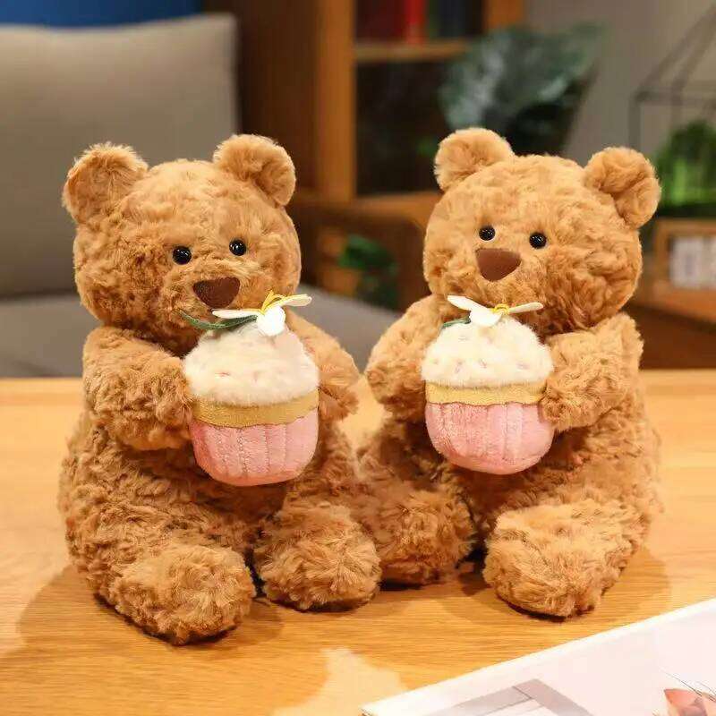 Latest Healing Cake Bear Pillow Kawaii Stuffed Plush Toy Cartoon Anime Cute Birthday Gift for Children Fun Doll Y260128