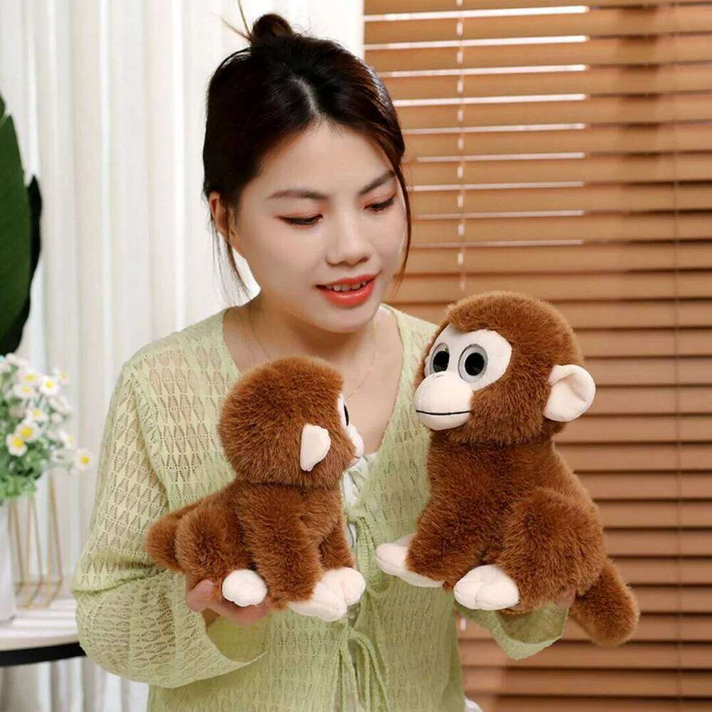 Cute big eye simulation sitting posture little monkey plush doll zoo gifts children's toys Y260128