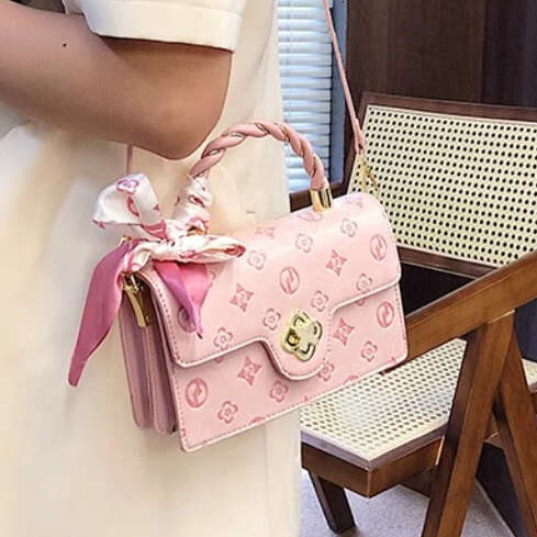 handbag womens Elegant Embossed Pattern Small Square Bag luxury Flap Ribbon Top-handle Bag bags pink ladies crossbody White Black Clutch 9a