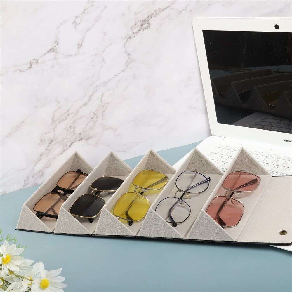Leather Multi-Compartment Glasses Case Ultra-Light Large Capacity Portable Pressure-Resistant Foldable Multiple Sunglasses Storage Box
