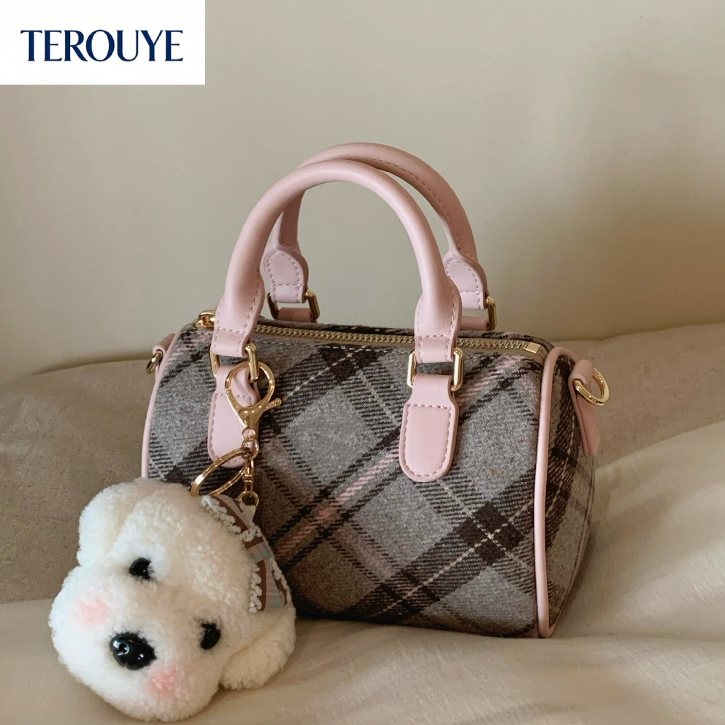 TEROUYE Korean style minimalist handbag autumn and winter new item niche design plaid luxury bag retro fashion women's shoulder bag