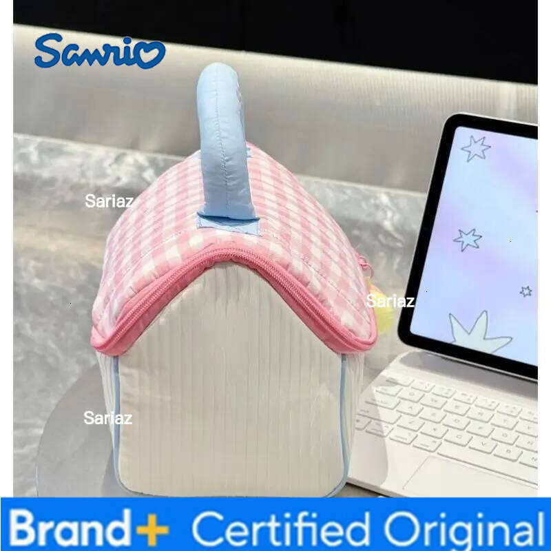 Sanrio Cute Hello Kitty Little House Makeup for Women Large Capacity Portable Travel Toiletries Hand-held Compartment Storage Bag H260129 H260129