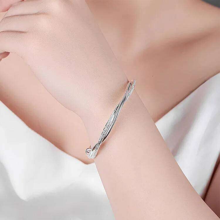 925 sterling silver original pretty weave bracelets Bangles for women fashion party wedding engagement jewelry Adjustable size H260129