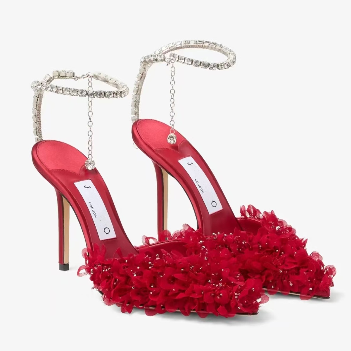 Crystal Diamond Womens Designer sandal bing High heel faiz Lady Pointed Mule sandalen Luxury Lace Leather slippers saedas formal prom pump Bridal wedding Dress shoe