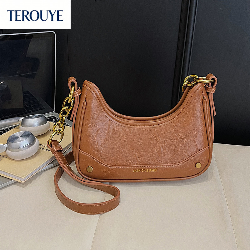 TEROUYE Korean texture niche design women's armpit bag autumn and winter new collection retro fashion style chain shoulder bag luxury Bag