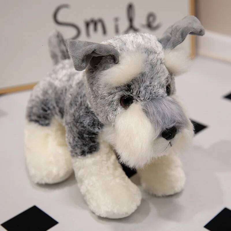 1pc 22cm/8.66in Cute schnauzer dog plush toy sleeping cuddle puppy doll for children's birthday gifts Y260128