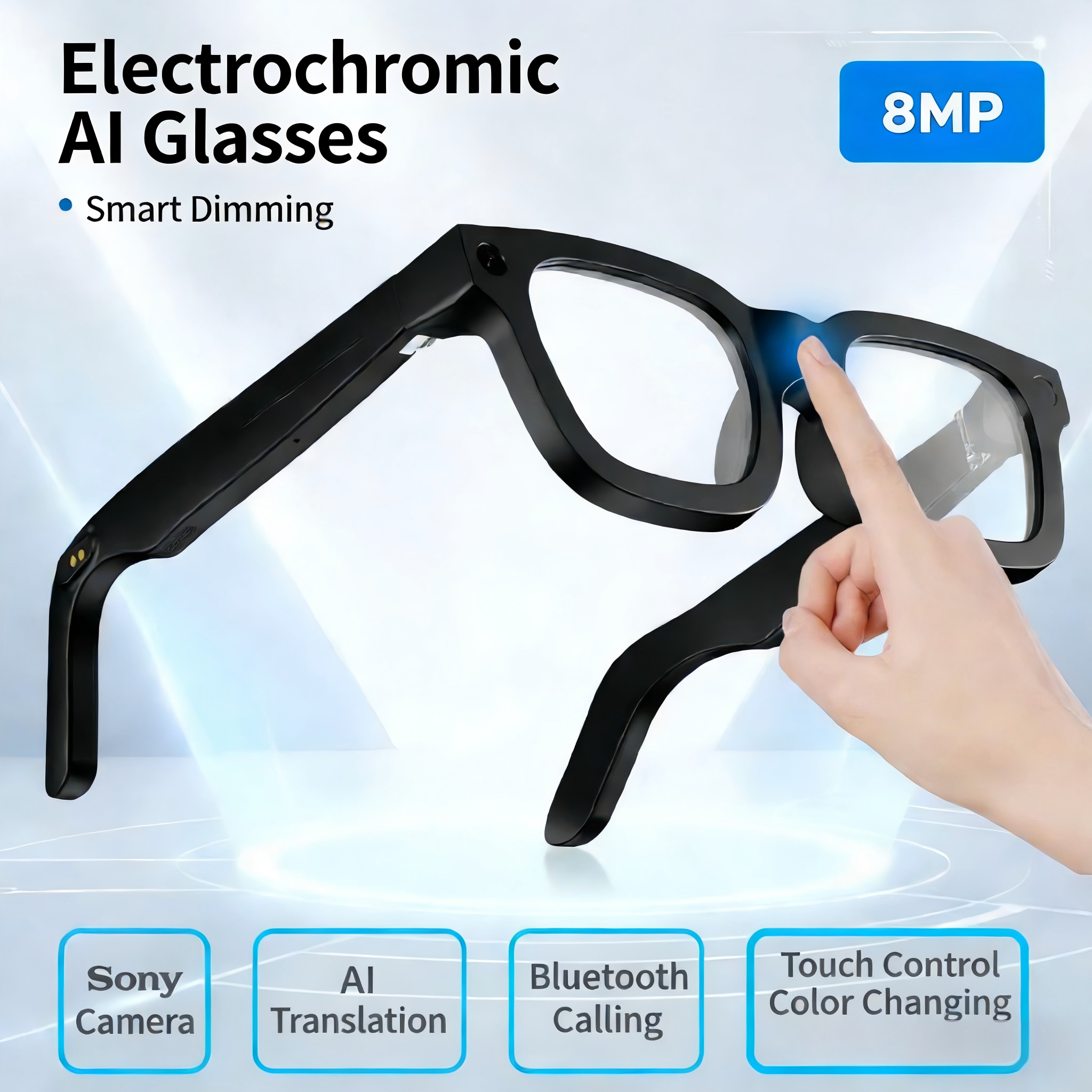 Smart glasses that can record videos:4K high definition 8-megapixel photo capture,Men women Designer sunglasses