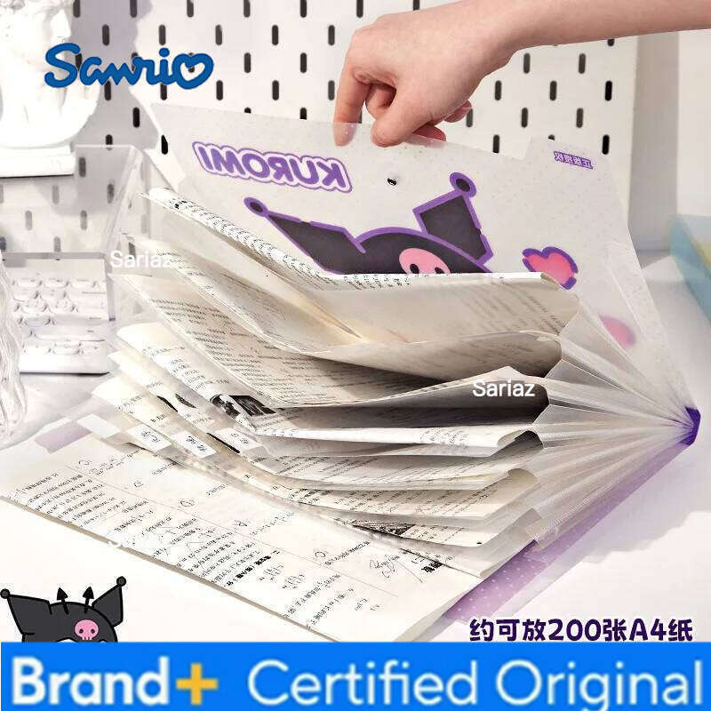 Sanrio Organ Large Capacity Multi Layer Folder Cartoon Kuromi A4 File Student Exam Paper Storage Bag H260129