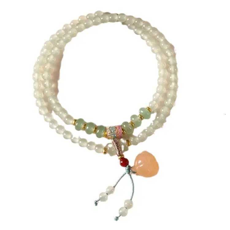 Pot Natural Glaze Dongling Agate Jade Lotus Bracelet Jade Red Beaded Chinese Jewelry Pray Lucky Bamboo Amulet Bl Hand StringXJ260130