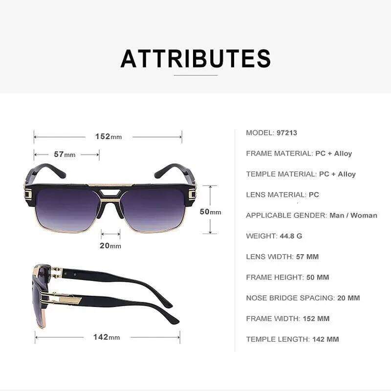 European American Fashion Sunglasses Transparent Glasses Cross Border Men And Women Retro Square Frame Sunshade Mirror H260129