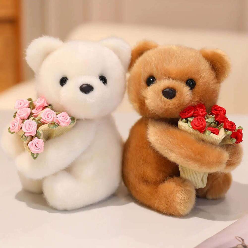 1set 15cm/5.91in Rose bouquet, teddy bear, plush toy doll, cute flower-holding rabbit, Valentine's Day gift for a girl Y260128