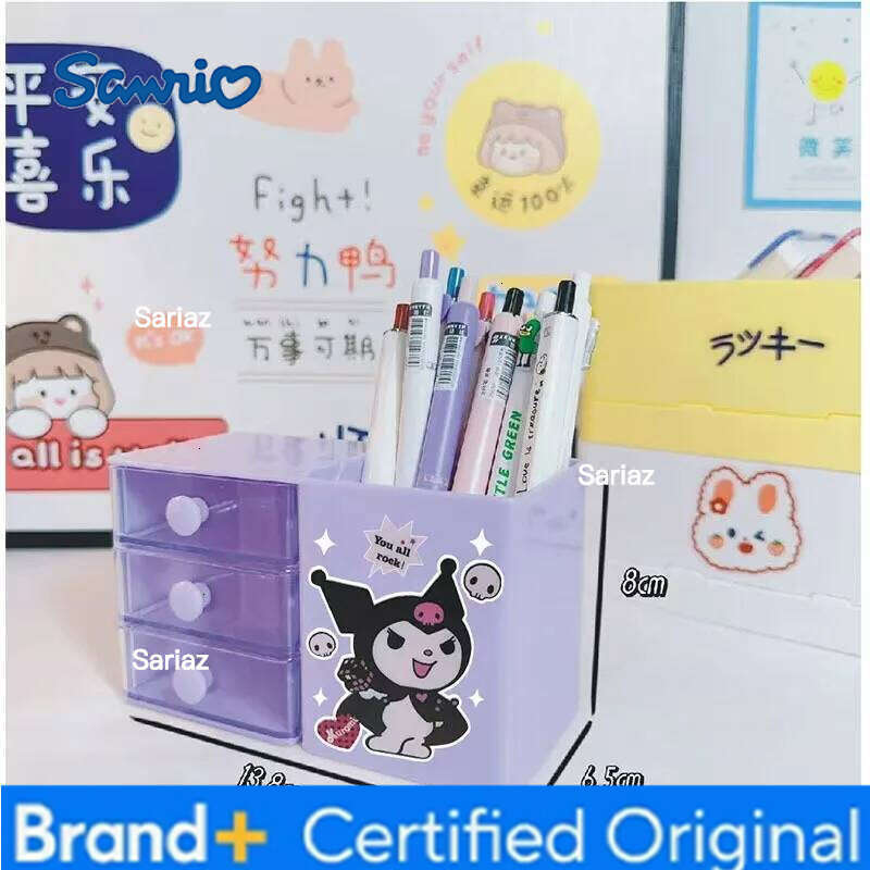 Sanrio Cartoon Cute Hello Kitty Cinnamoroll Kuromi Pen Storage Box Toys Desktop Decorative Ornament Kids Birthday Gifts H260129 H260129