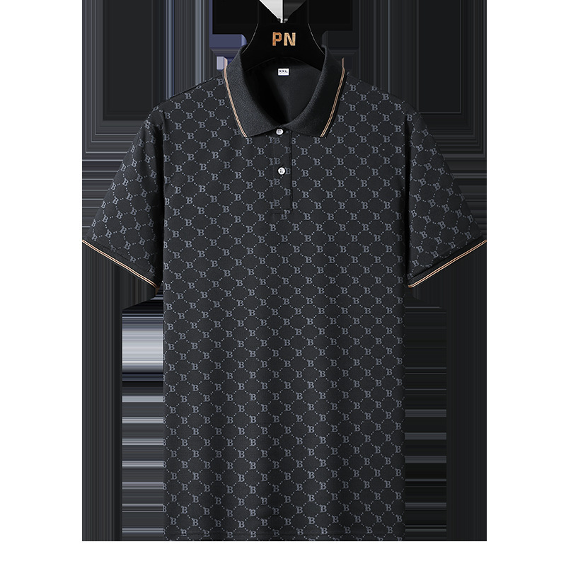 Luxury Brand Designer Clothes Men's Summer New Ice Silk Lightweight Breathable Seamless Polo Shirt Half Short Fashion Turn-Down Collar Trendy Bus