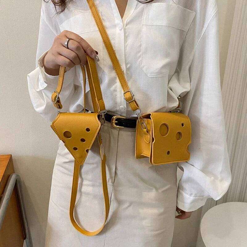 Women's PU Leather Bags Triangle and Square Cheese Shaped Handbags Mini Cute Earphone Lipstick Purses Crossbody Shoulder Bag XJ260129