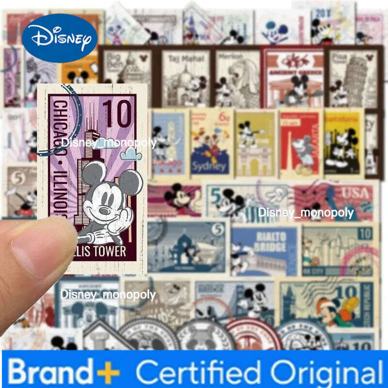 Disney New Mickey Minnie Anime Peripheral Cartoon Cute Retro Ticket Secondary Creative Stamps Decorative Stickers Gift H260129