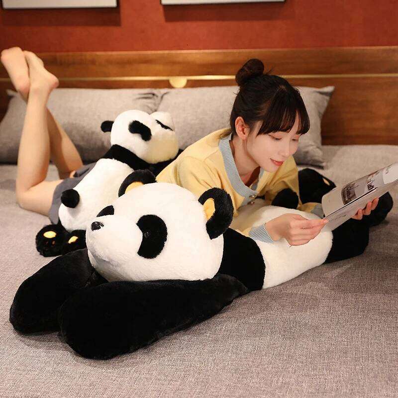60cm-120cm Giant Panda Plush Toys Soft Sleep Pillow Cartoon Animal Bear Stuffed Baby Doll Classic Kids Birthday Christmas Gifts Y260128