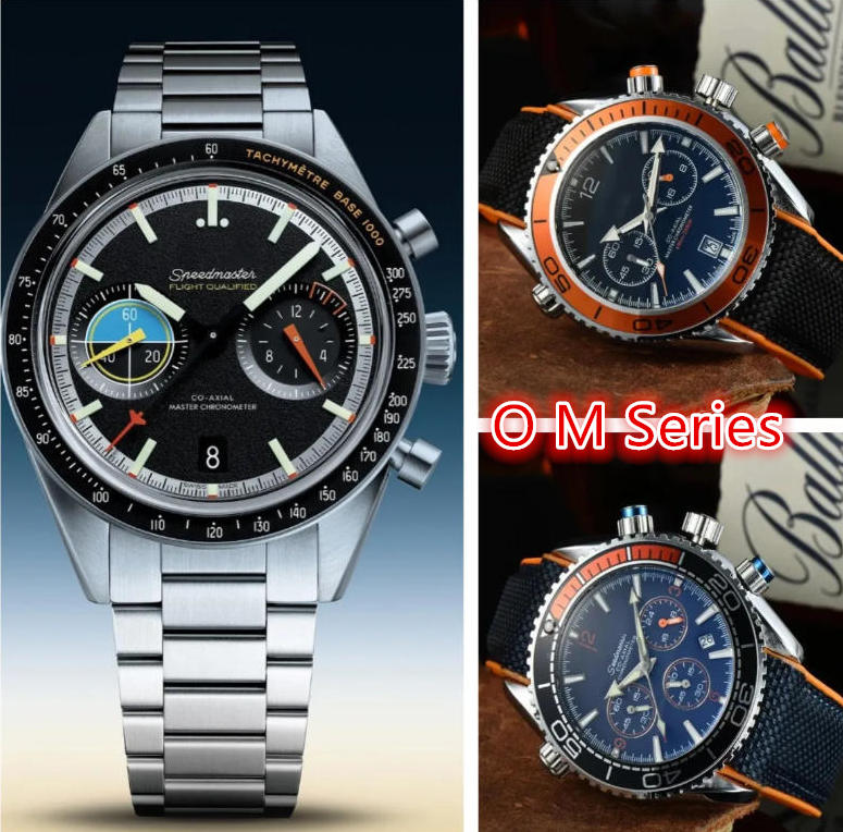 AAAAA OM /EGA speed mens c-axial master watch Men Watches Designer watch 43mm Quartz Mens Watch With Stainless Steel Fabric Strap Timepiece Fashion Clock sea master
