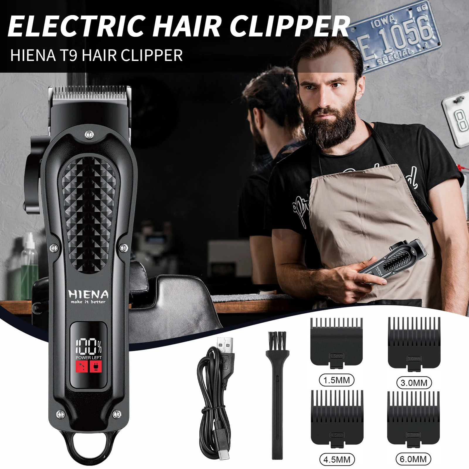 HYN-212 UBS 5V1A Rechargeable Cordless Beard Trimmer Men Powerful Electric Hair Clipper Trimming Tool 260126 C260312