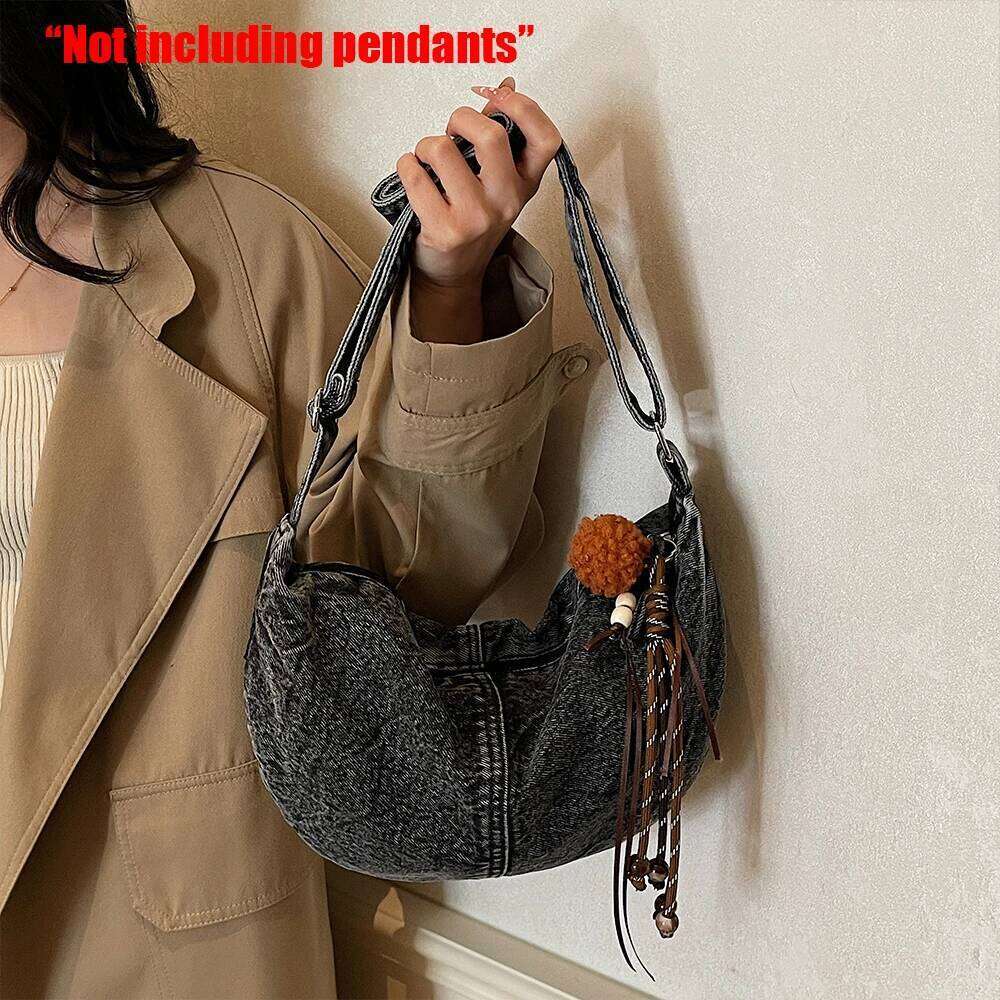 Autumn Winter Trendy and Cool Fashion Denim Dumpling New Zipper Versatile Single Shoulder Crossbody Bag