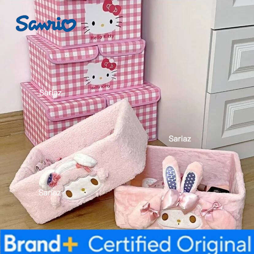 Sanrio My Melody Home Desktop Cosmetic Storage Anime Girly Heart Cute Hello Kitty Large Capacity Clothing Toys Sorting Box H260129