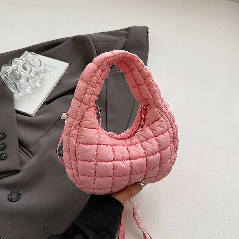 Autumn/Winter New Down Cotton Handbag Korean Solid Color Mini Pleated Cloud Simple Versatile Single Shoulder Crossbody Bags XJ260129