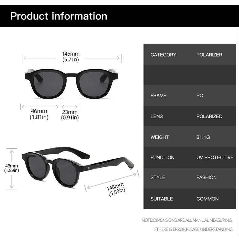 JNPCXI Retro Rivets Polarized Men Round Sunglasses Fashion Black Blue Trending Shades UV400 Women Clear Frame H260129