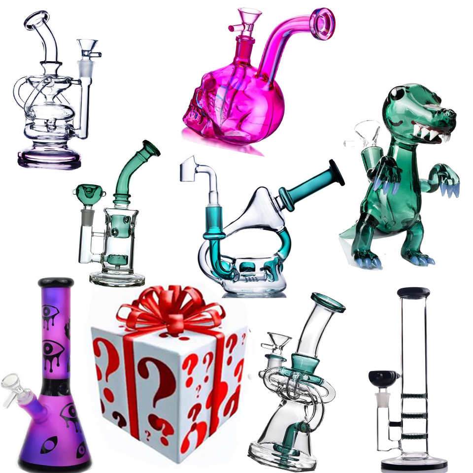 Mystery Box Glass Bong Smoking Water pipes Hookahs shisha Water bongs Bubbler Glass Percolator Pipe Multi Styles In Stock
