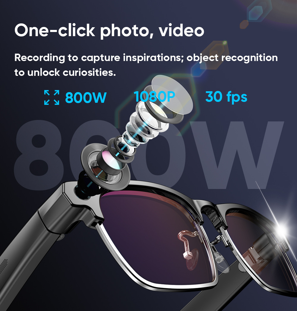 Smart glasses that can record videos:4K high definition 8-megapixel photo capture,Men women Designer sunglasses