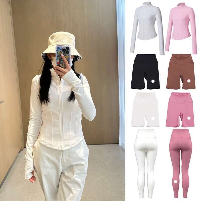 Top Designer Airbrush Corset Full Zip Jacket Alosetitys Sets Women Jacket Legging Set Gym Yoga Workout Clothes Alosetitys Jacket Set High Elastic Shorts Pant