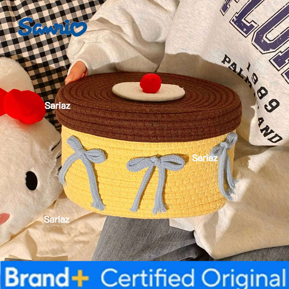 Sanrio Cute Cotton Thread Woven Basket with Lid: Dust-Proof Desktop Organizer for Snacks & Kids' Toys, Decorative Storage Box H260129 H260129