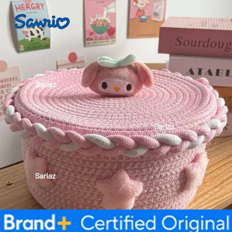 Sanrio Animation Hello Kitty Cinnamoroll My Melody Hemp Cotton Shoes Woven Large Capacity Storage Box Kawaii Sundry Organizing Basket H2601291