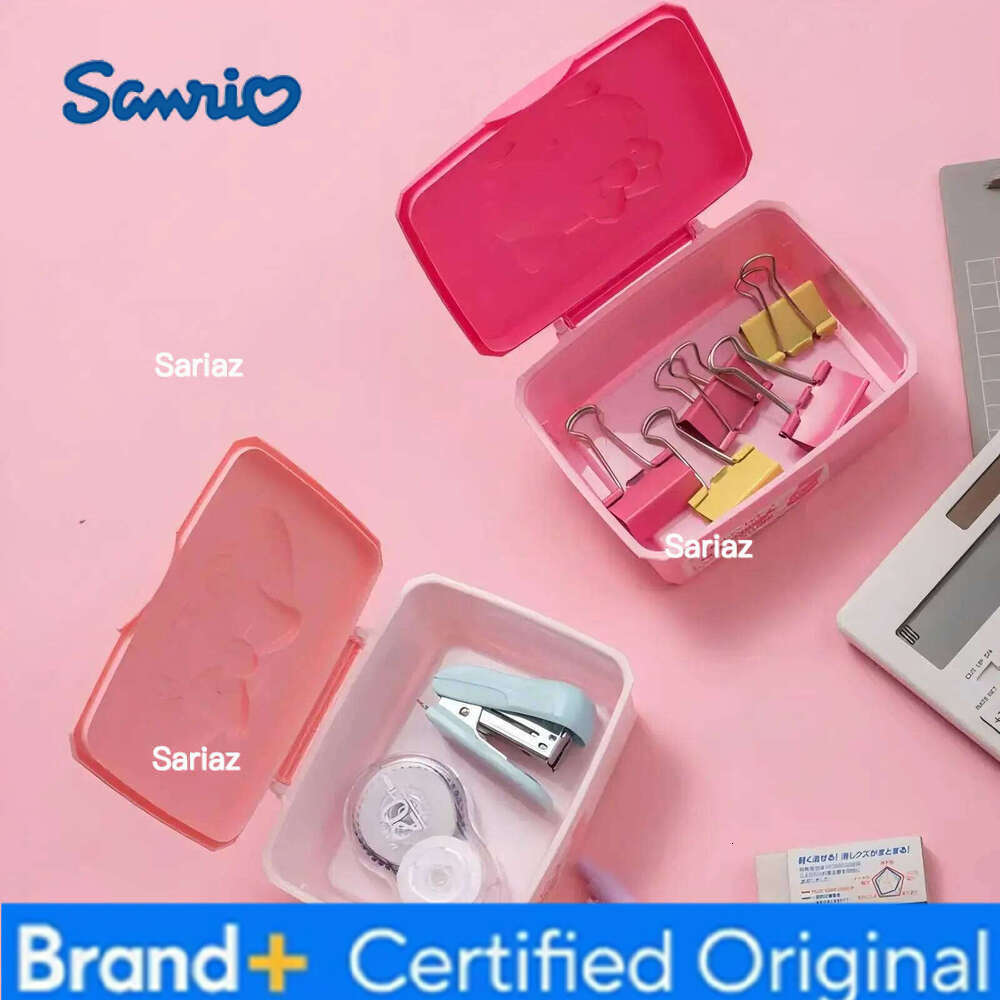 Sanrio Hello Kitty My Melody Cute Cartoon Girl Cotton Pad Cosmetics Organizer Box Student Stationery Storage Gifts H260129