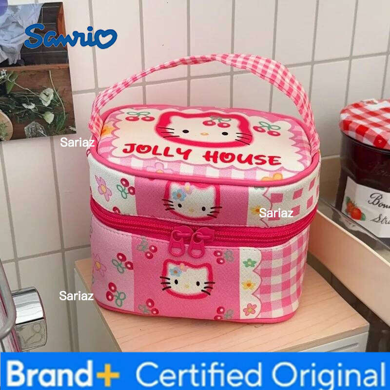 Sanrio Hello Kitty Makeup High Beauty Cute Anime Kt Large Capacity Girl Travel Handheld Cosmetics Storage Bag Kawaii Gift Wholesale H260129