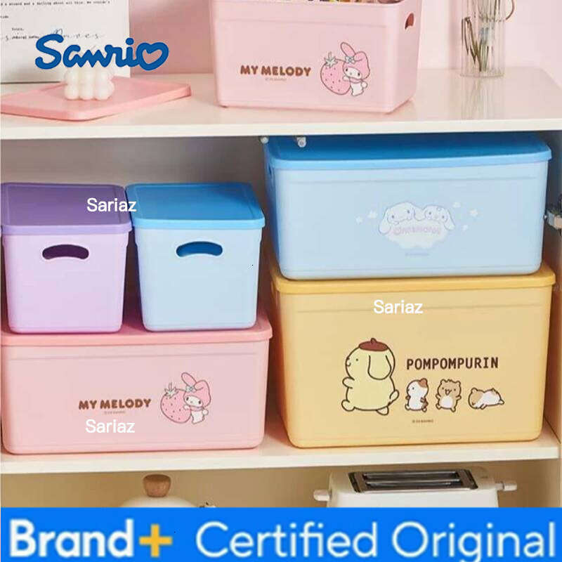 Sanrio Cartoon My Melody Square with Lid Household Storage Box Miscellaneous Organizing Plastic Storages Boxs Gifts H260129