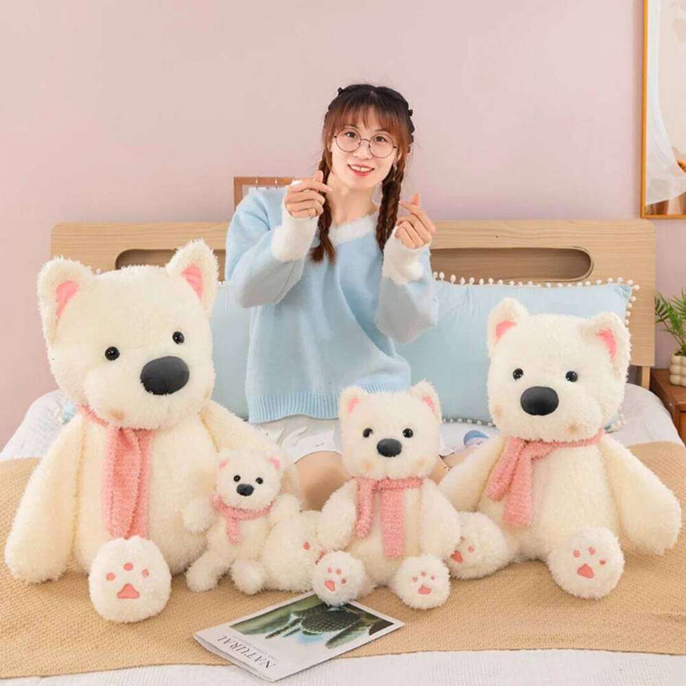 1pc 30cm/11.81in scarf, west highland doll, cute scribbled puppy plush toy, children's ragdoll, scratcher exchange Y260128