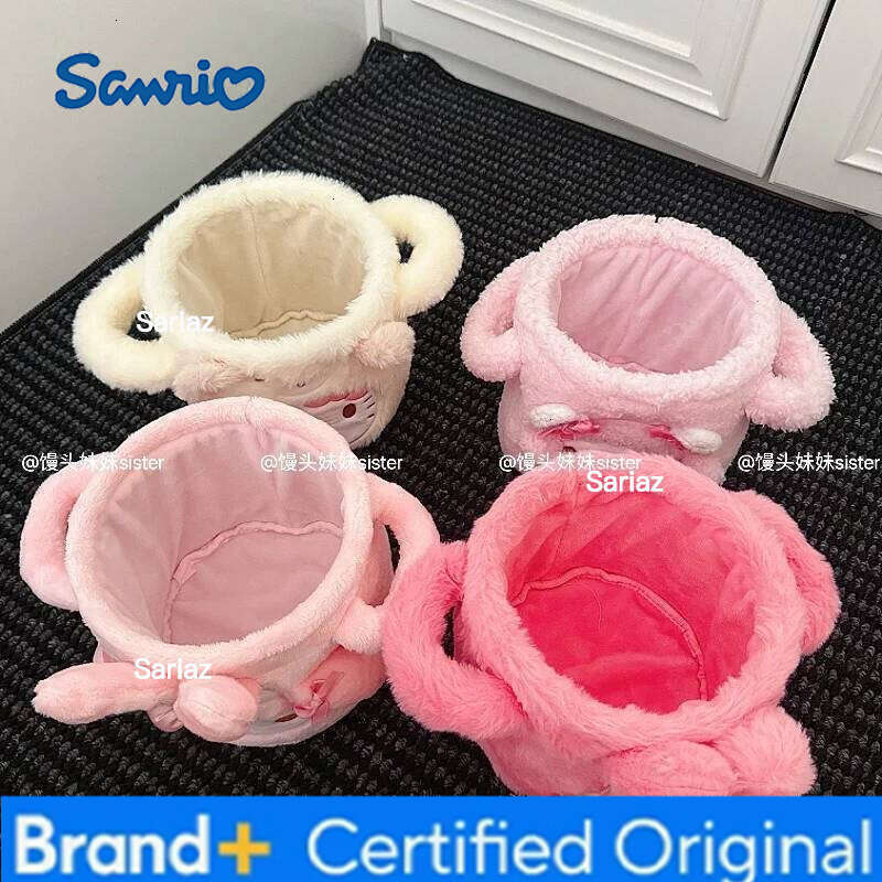 Sanrio Cute Anime Desktop Plush Storage Bucket Portable Foldable My Melody Hello Kitty Pen Holder Miscellaneous Sorting Basket Girl H260129 H260129