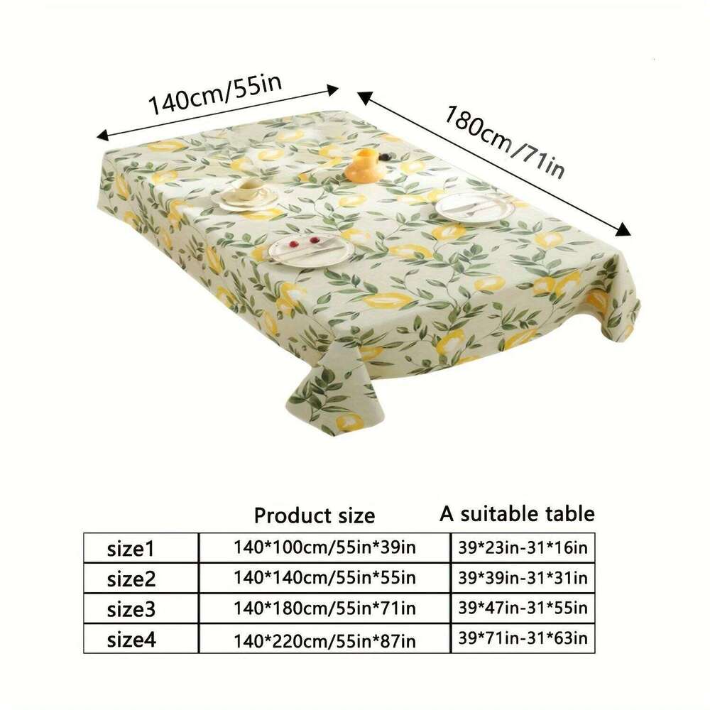 Leaves Printed Rectangle Tablecloth for Holiday Party Decor Washable Summer Lemon Waterproof Table Cloths Home Decorations 26Y0129