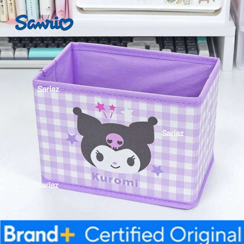 Sanrio 1PC PU Cartoon Checkered Foldable Desktop Storage Box Cosmetics & Stationery Organizer H260129 H260129