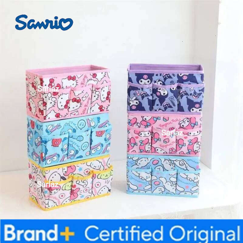 Sanrio New Kawaii Hello Kitty Box Kuromi My Melody Cinnamoroll Hangyodon Cartoon Large Capacity Foldable Desktop Storage H260129 H260129