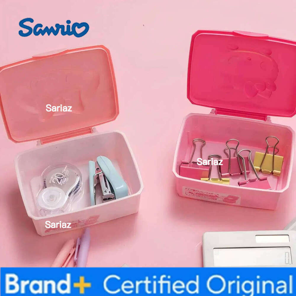 Sanrio Hello Kitty My Melody Cute Cartoon Girl Cotton Pad Cosmetics Organizer Box Student Stationery Storage Gifts H260129