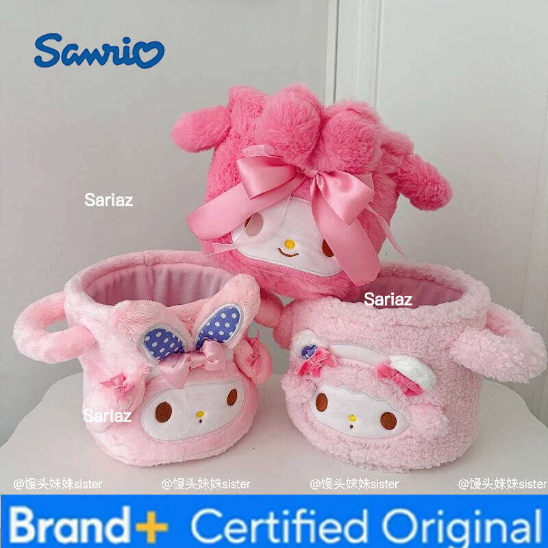 Sanrio Kawaii My Melody Plush Storage Bucket Student Dormitory Pen Holder Miscellaneous Sorting Basket Desktop Decoration Girl H260129 H260129